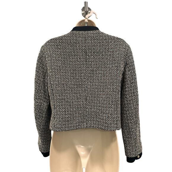 ZARA TWEED BOUCLE TRIM TEXTURED BLAZER JACKET WITH BOW SZ L PREPPY OLD MONEY - Picture 11 of 15